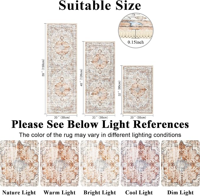 Ileading Boho Kitchen Rugs Sets 3 Piece - Image 2