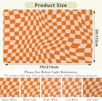 Orange Checkered Area Rug, Autumn Washable Area Rug 5x7 Large Rugs - Image 2