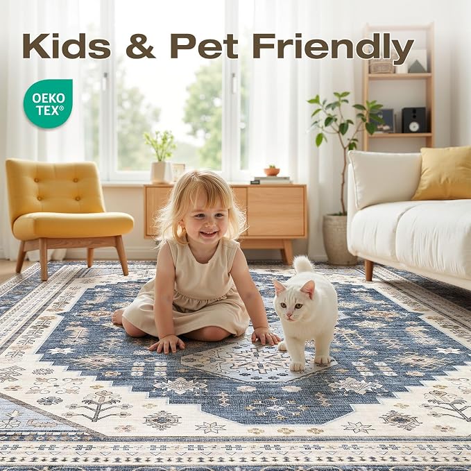 8x10 Washable Area Rug, Large Rugs - Image 4