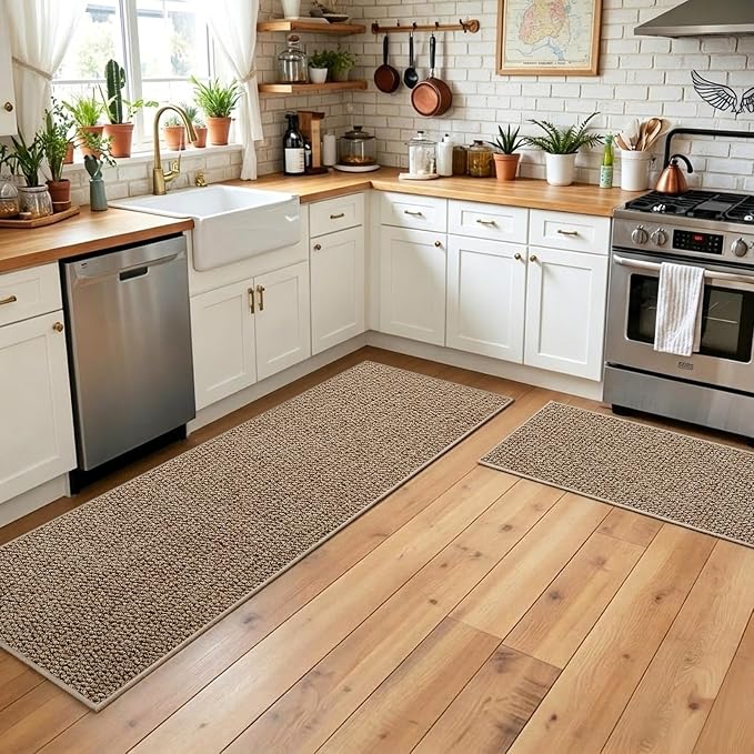 Faux Jute Hallway Runner Rug 2'x6', Washable & Non-Slip, Taupe | 0.27" Low Pile - Image 5