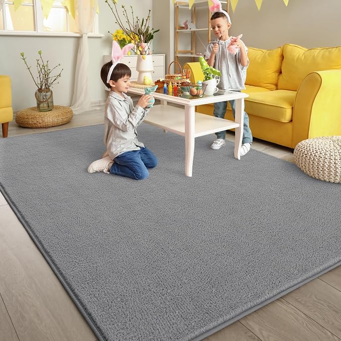 Pettop 6x9 ft Grey Area Rugs for Bedroom Living Room, Washable Memory Foam - Image 5