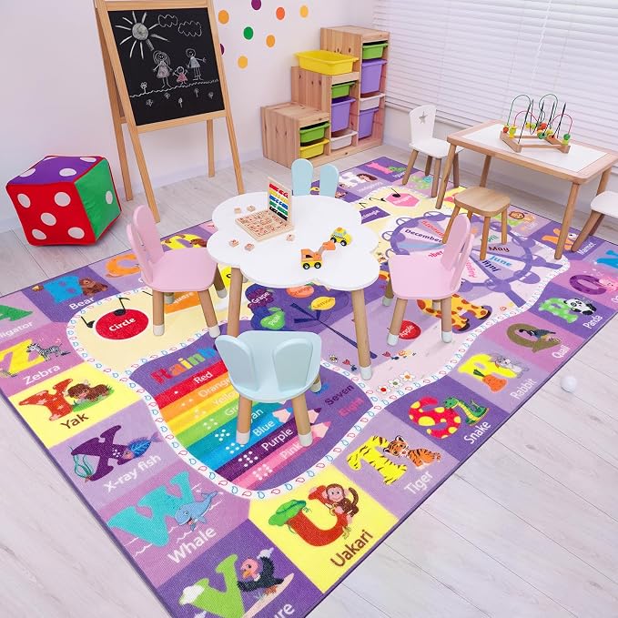 Kids Rugs for Playroom Bedroom Classroom Nursery, Non-Slip and Washable Rugs - Image 5
