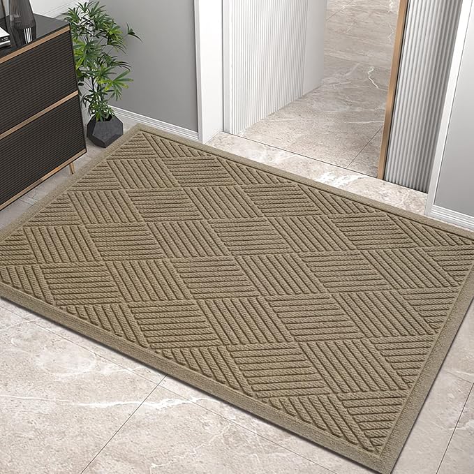 HIYARD Sturdy Front Door Mat, Absorbent Muddy Dirt Resist Welcome Door Mats by HIYARD