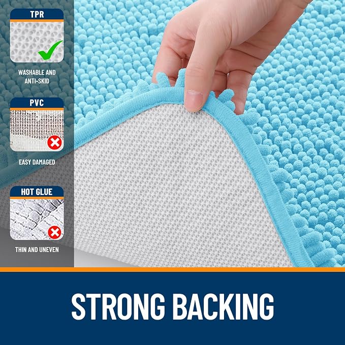 OLANLY Bathroom Runner Rugs 47x24, Soft Absorbent Chenille Bath Rugs, Rubber - Image 6