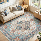 Lofus 5x7 Washable Rugs Non-Slip, Vintage Floral Area Rug by Lofus