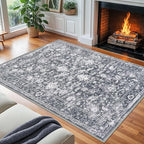 KILOCOCO Area Rug 8x10 Living Room Rug Washable Printed Vintage Floral Non Slip by Kilococo
