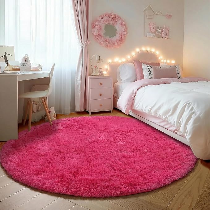 ONASAR Hot Pink Round Area Rugs 4ft - Image 3