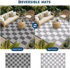 Garvee Waterproof Outdoor Rug 9x12, Checkered Foldable Plastic Straw Patio - Image 3
