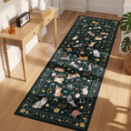 Unirea 2x6 Black Cat Runner Rug, Washable Non Slip Botanical Rug - Image 7