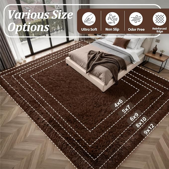 Fluffy 4x6 Area Rugs for Living Room Bedroom: Ultra Soft Shag Rug Non-Slip - Image 9