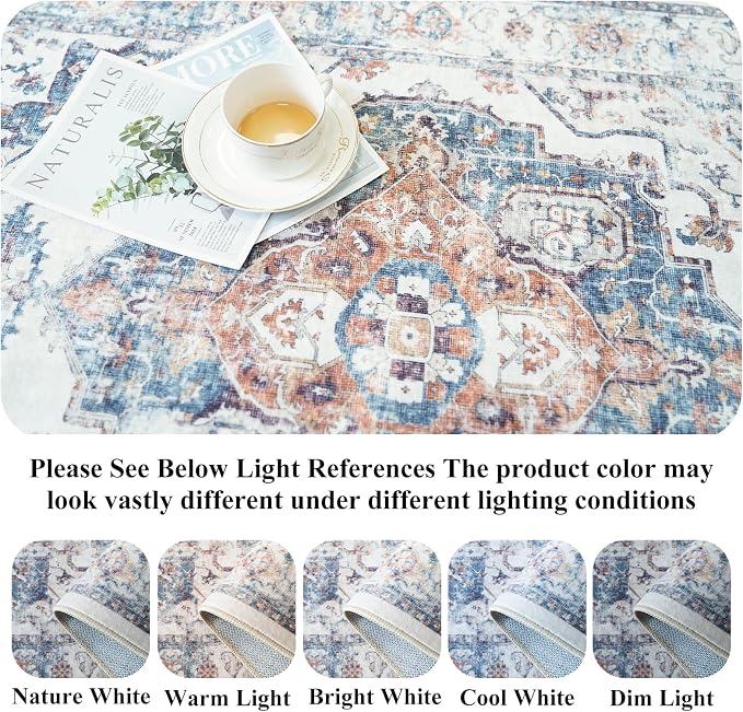 Washable 8x10 Living Room Rug: Oriental Water Resistant Rugs - Image 4