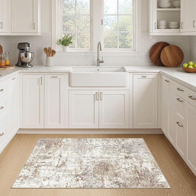 2x4 Rug Washable Runner Rug: Small Abstract Modern Non-Slip Soft Accent Doormat - Image 3