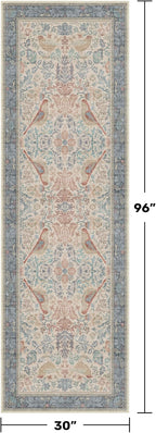 Hazo Haus Natural Red Blue 2'6"x8' Hallway Runner Rug, Boho Kitchen Floor Mat - Image 2