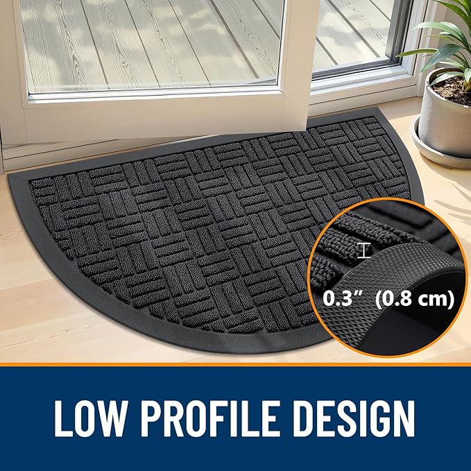 OLANLY Half Circle Door Mat Outside Entrance 29.5x17, Heavy Duty Sturdy Natural - Image 4