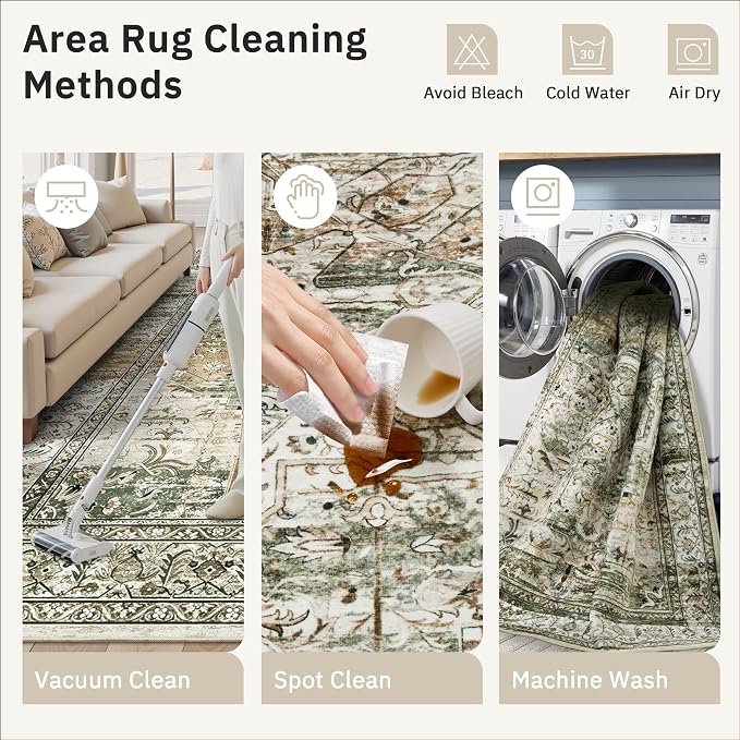 Soalmost 6x9 Area Rugs for Living Room Non-Slip Washable Rugs 6x9 Vintage Rug - Image 4