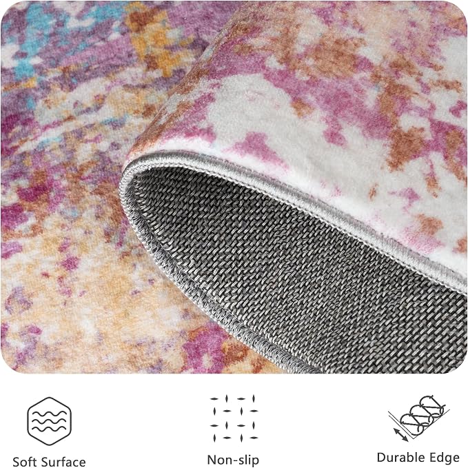 5x7 Area Rugs, Abstract Modern Ultra Soft Washable Rug, Non Slip Carpet - Image 5
