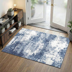 Entryway Rug 3x5 Blue Door Mat Indoor Entrance 36x60, Washable Small Throw Rugs by Acapet