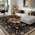RELEANY Area Rugs 8'x10' Washable Non-Slip, Floral Vintage Distress Medallion by RELEANY