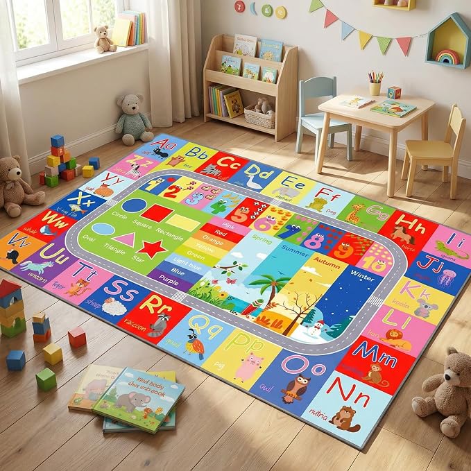 ABC Kids Rug, soft low-pile surface, non-slip backing, compact size - Image 7