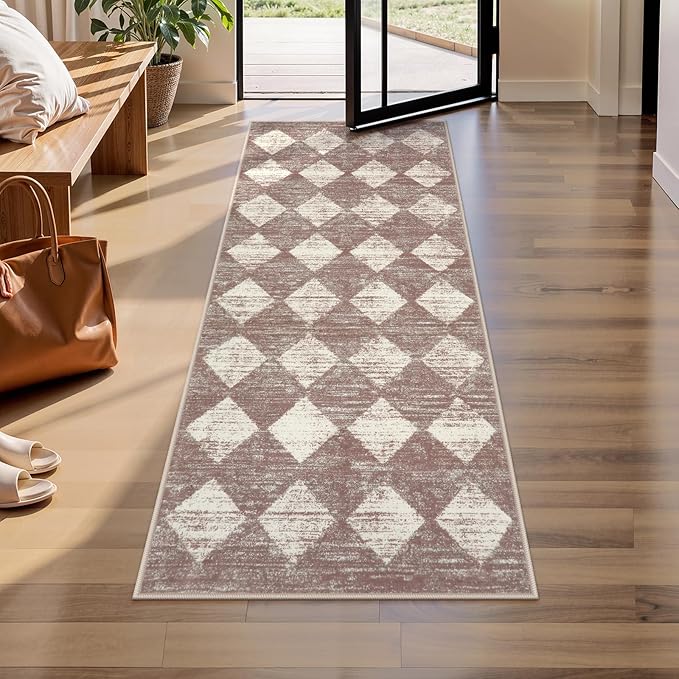 Lahome Zelie Machine Washable Bathroom Rugs Runner, 2x5 Non Slip Entryway Rugs by Lahome