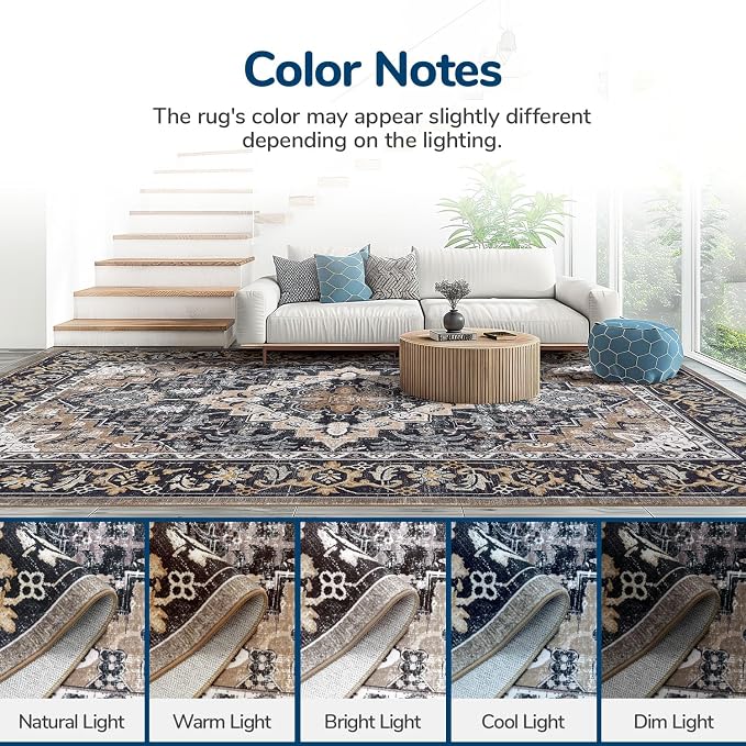 Lessymo 2 x 6 Runner Rug, Machine Washable Area Rugs Boho Faux Wool Low Pile - Image 8