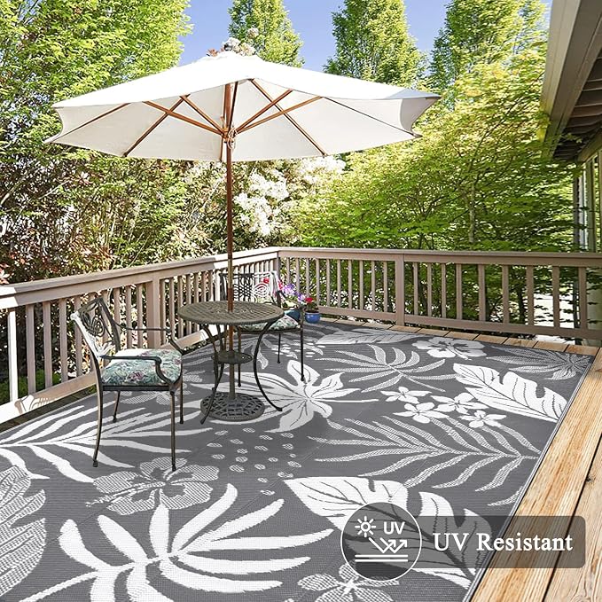Pauwer Waterproof Outdoor Rug 6x9, Reversible Plastic Straw Patio Camping Rug - Image 4