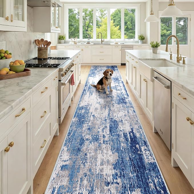 RELEANY Washable Area Rugs 2'6"x12 Non-Slip Modern Abstract Soft by RELEANY