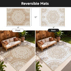 Pauwer Waterproof Outdoor Rug 9x12, Reversible Plastic Straw Patio Camping Rug - Image 2