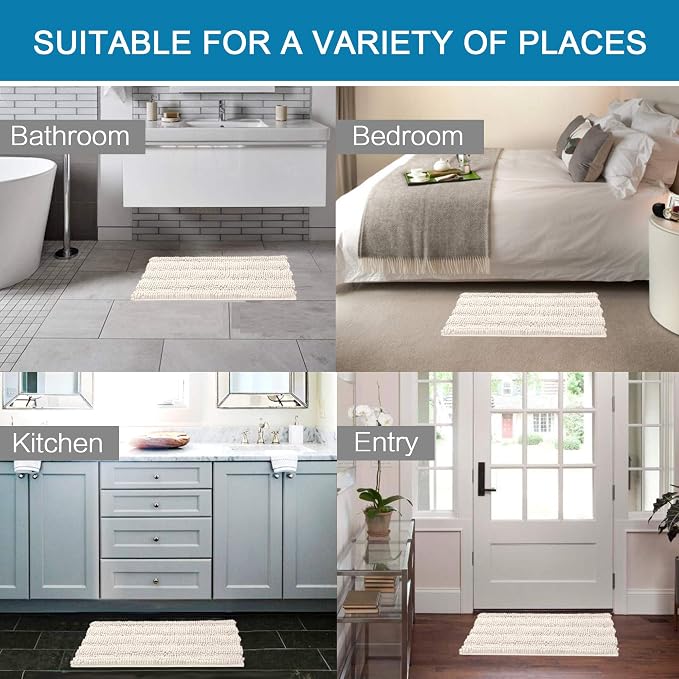 H.VERSAILTEX Bath Rugs for Bathroom Non Slip Bath Mats Extra Thick Chenille - Image 6