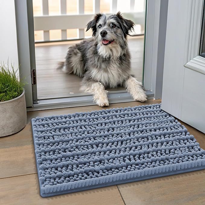 Smiry Dog Door Mat for Muddy Paws 24x16, Absorbent Dirt Trapper, Non-Slip by Smiry