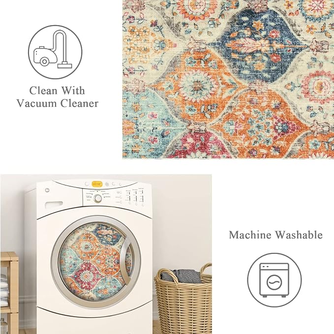 Lahome Moroccan Trellis Washable Runner Rug, 2x6 Kitchen Runners - Image 2
