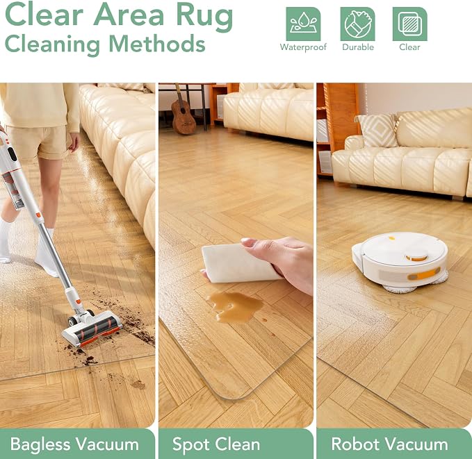 Clear Floor Mat 5x8 for Under Dining Table – Plastic Waterproof Non Slip Vinyl - Image 7