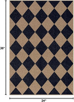 Lahome Colette Checkered Easy Jute Kitchen Rug, 2x3 Indoor Door Mat Small - Image 2