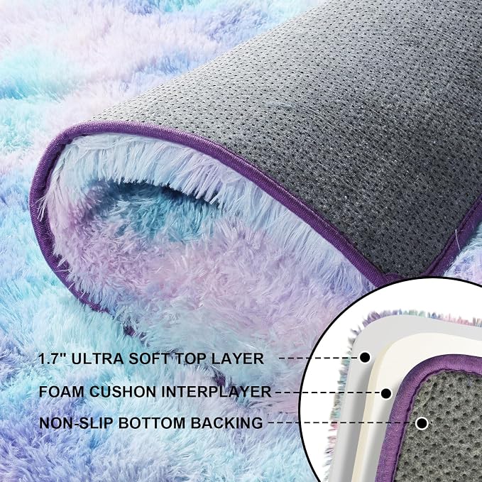 3x5 Rugs for Bedroom, Fluffy Area Rugs for Living Room, Small Fuzzy Shag Soft - Image 3