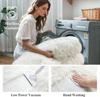 KCHOWUA Cream White Fluffy Area Rug - Image 5