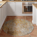 Beige Gold Round Area Rugs 4ft Washable Circle Rug - Image 2