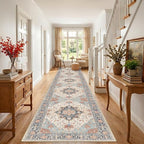 RELEANY Area Rugs Runner 3'x20' Washable Non-Slip, Floral Vintage Distress - Image 2