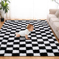 Super Soft Rug for Bedroom, 5x7 Ft Black and White Area Rug Classic Checkered by TOOHUB
