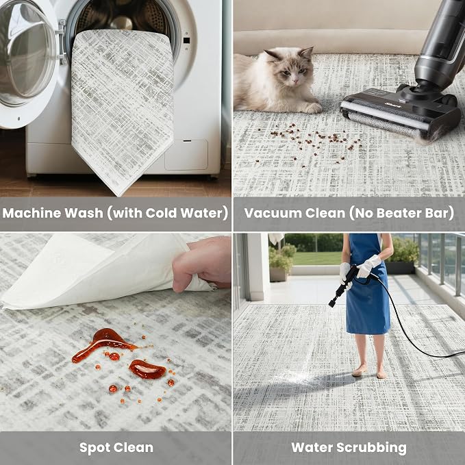 9x12 Area Rugs Washable Rug: Anti-Skid Abstract Modern Living Room Rug Soft - Image 6