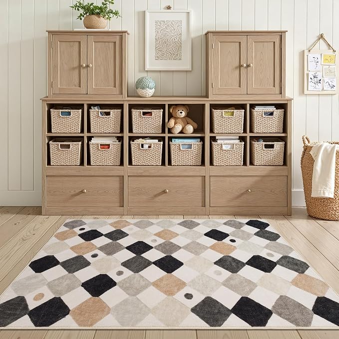 jinchan Macy 3x5 Area Rug for Kids Room Black and White Modern Colorful - Image 3