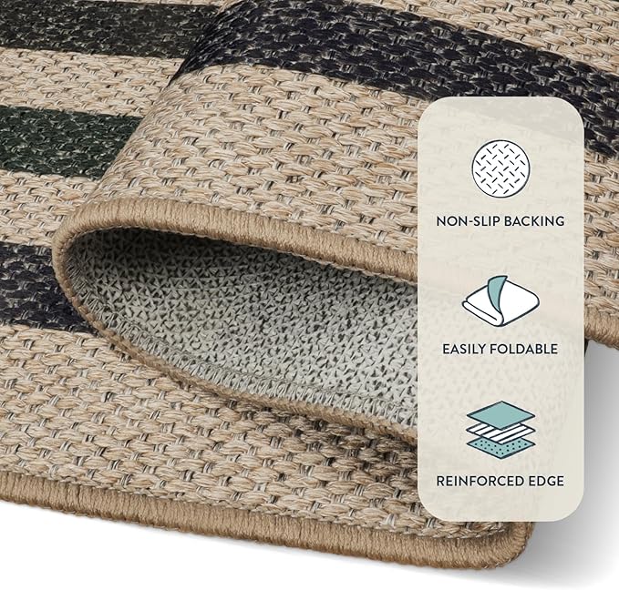 Lahome Enfys Modern Geometric Easy Jute Rug, Washable 5x7 Indoor Outdoor Rugs - Image 4