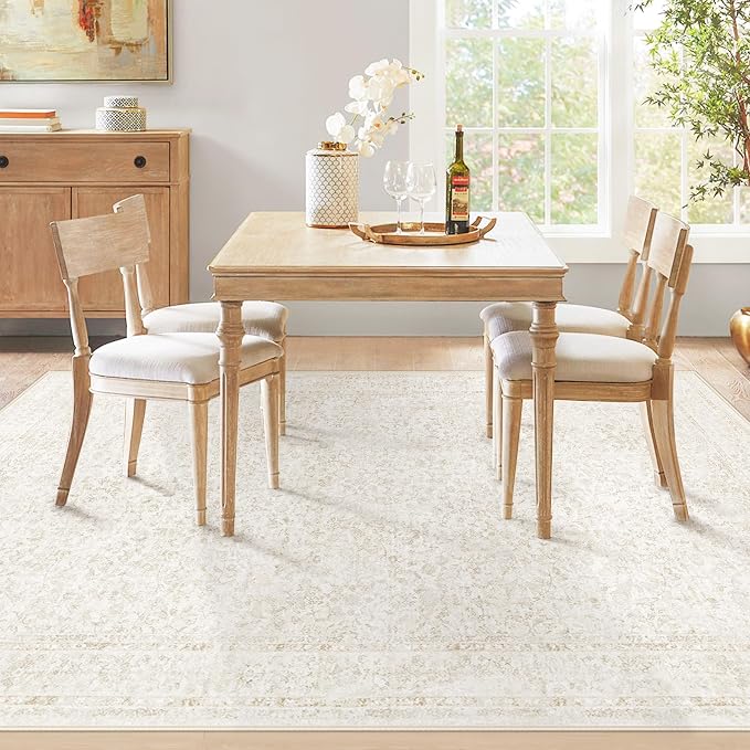6x9 Area Rugs for Living Room: Washable Vintage Floral Rug Low Pile Non-Slip - Image 6