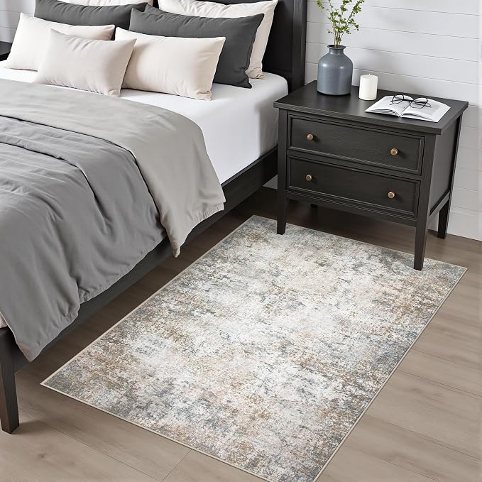 Washable Area Rug 3x5 Entryway Rug: Washable Modern Abstract Soft Thin Rug - Image 2