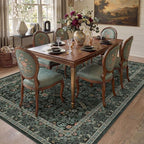 Dark Green 5x8 Dining Room Rug, Floral Washable Soft Non Slip Area Rugs - Image 3