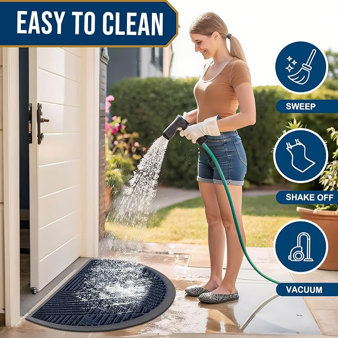 Smiry Half Circle Front Door Mat Outside Entrance, Heavy Duty Sturdy Natural - Image 6