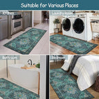 Moynesa Ultra-Thin Washable Teal Non Slip Bathroom Rug - Image 6