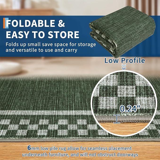 Rug Runners for Hallways 2x8 Washable Kitchen Runner Rug Non Slip Low Pile - Image 4