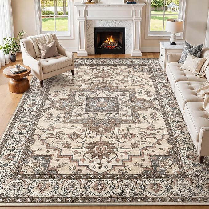 10x12 Area Rugs Living Room: Washable Vintage Rug Large Non-Slip Stain by JessibouAreaRug