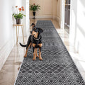 Black Moroccan Washable 3x16 Long Hallway Runner Rug | Soft Low Pile Thin by BYYVOORugsforYourHome