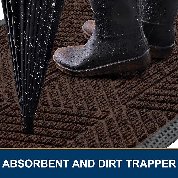 Smiry Front Door Mat Outside Entrance, Heavy Duty Sturdy Natural Rubber Doormat - Image 3